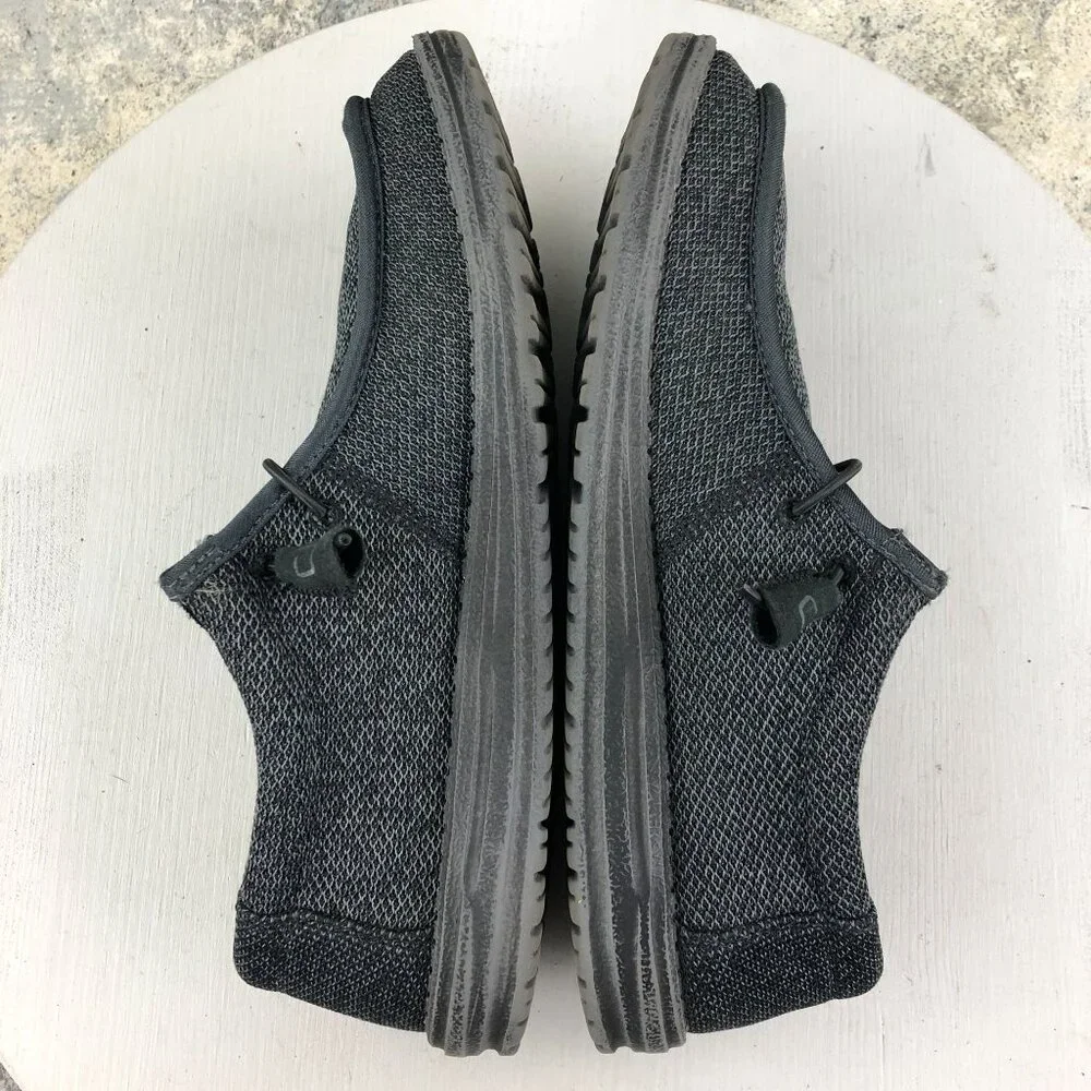 Hey Dude Unisex Size 9M 11W Wally Sox Micro Total Black Slip On Casual Shoes